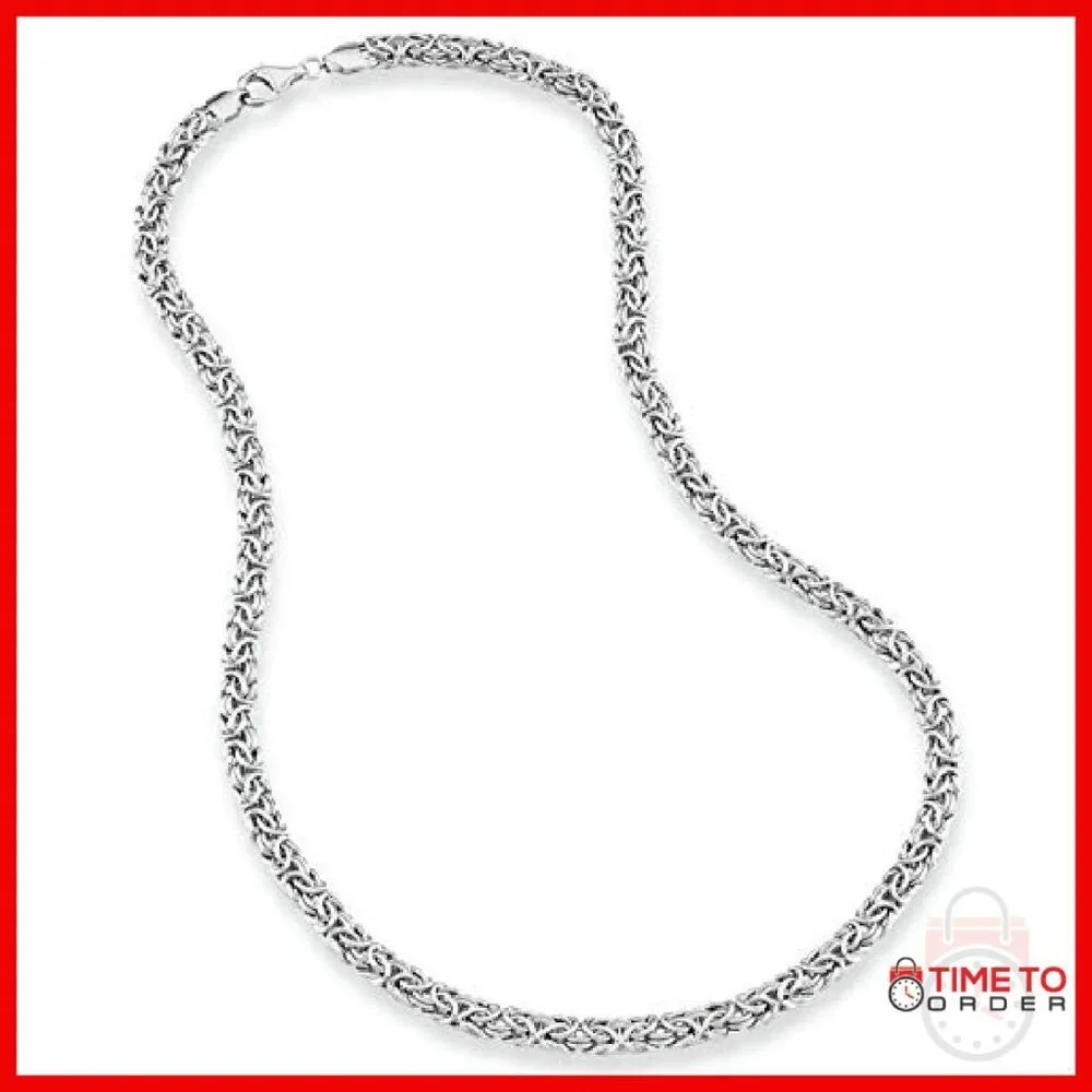 Sterling Silver Byzantine Chain Necklace 18 Inch Handmade Italy